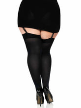 Leg Avenue Satin Bow Opaque Thigh High Stockings Queen Size Hosiery